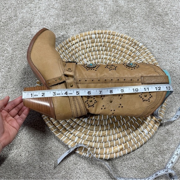 Dingo Addie Women’s Harness Boots Mid-Calf Rhinestone Western Rodeo Cowgirl Tan - Picture 15 of 16